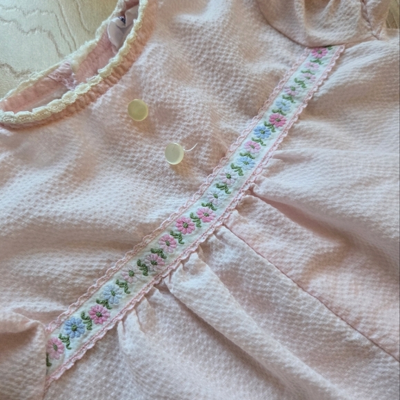 Vintage 1980s-1990s pale pastel pink lightweight linen pants romper jumpsuit - Picture 4 of 6